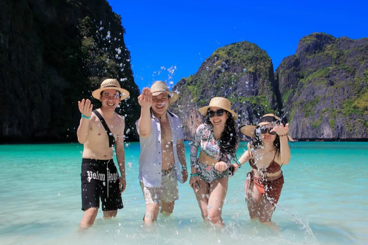 Tourist enjoy beautiful view in Kho Phi Phi Island